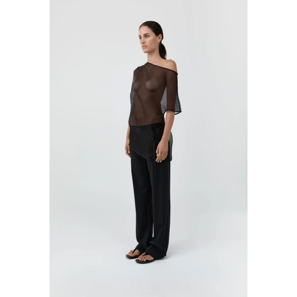 St. Agni Silk Mesh Mini Dress in Black, view 6