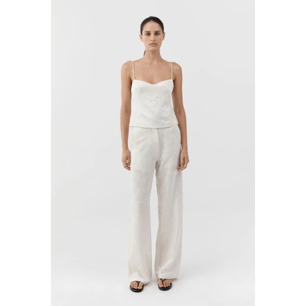 St. Agni Silk Wool Jacquard Cami in Talco, view 2