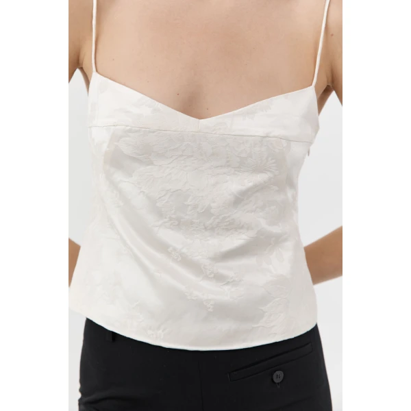 St. Agni Silk Wool Jacquard Cami in Talco, view 4