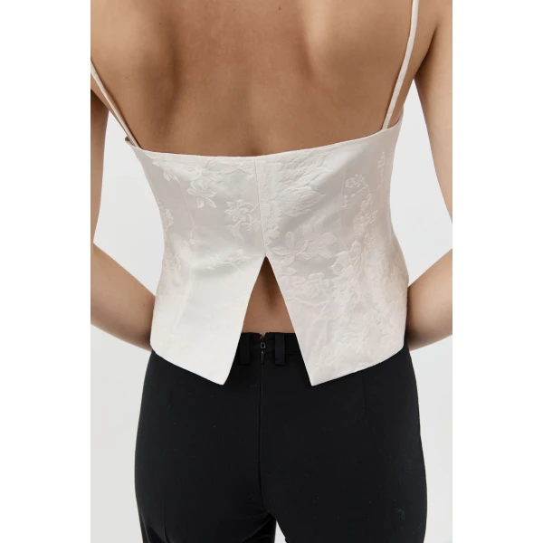 St. Agni Silk Wool Jacquard Cami in Talco, view 5