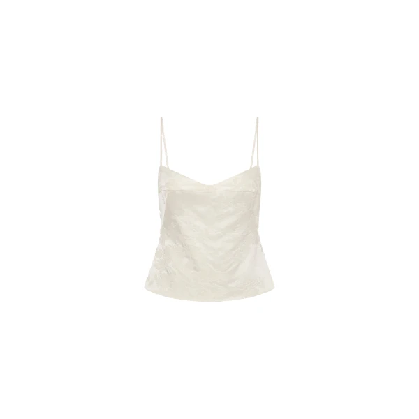 St. Agni Silk Wool Jacquard Cami in Talco