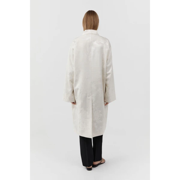 St. Agni Silk Wool Jacquard Coat in Talco, view 6