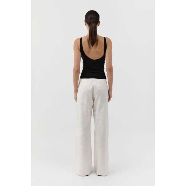 St. Agni Silk Wool Jacquard Minimal Pants in Talco, view 6