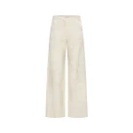 St. Agni Silk Wool Jacquard Minimal Pants in Talco