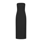 St. Agni Silk Wool Jacquard Strapless Dress in Black