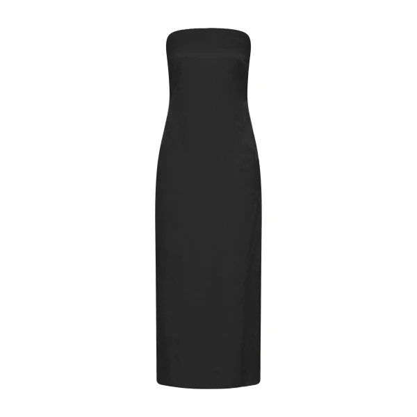 St. Agni Silk Wool Jacquard Strapless Dress in Black