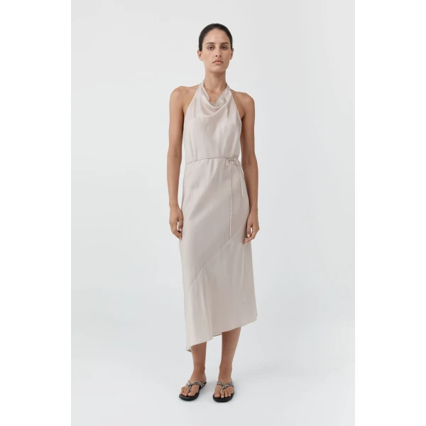 St. Agni Silk Wrap Dress in Soft Ash, view 2
