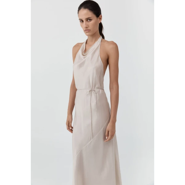 St. Agni Silk Wrap Dress in Soft Ash, view 3