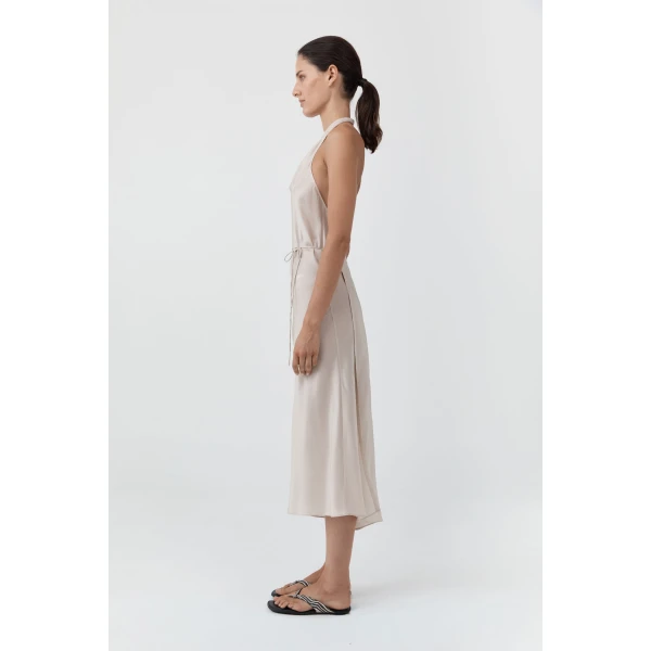 St. Agni Silk Wrap Dress in Soft Ash, view 4