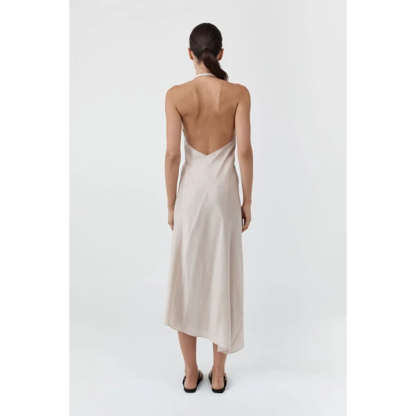 St. Agni Silk Wrap Dress in Soft Ash, view 5