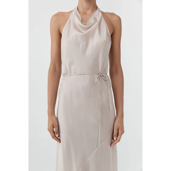 St. Agni Silk Wrap Dress in Soft Ash, view 6