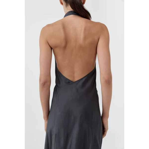 St. Agni Silk Wrap Dress in Washed Black, view 3