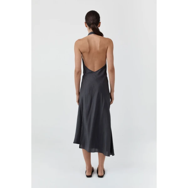 St. Agni Silk Wrap Dress in Washed Black, view 5