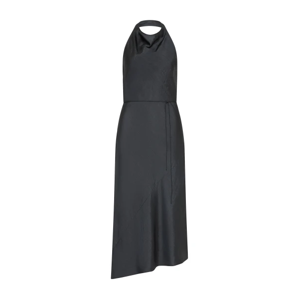Silk Wrap Dress in Washed Black