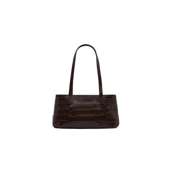 St. Agni Slim Shoulder Bag in Croc Embossed Coffee
