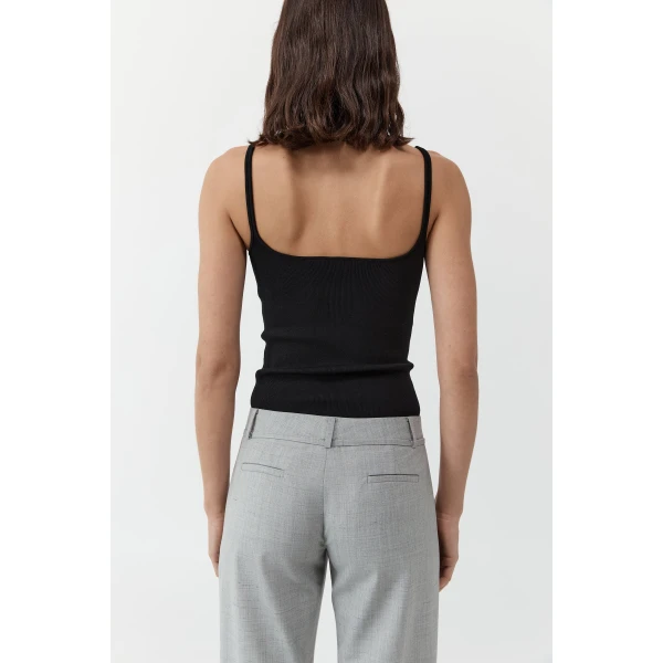 St. Agni Slim Square Neck Knit Top in Black, view 5