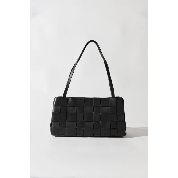 St. Agni Slim Woven Tote in Black, view 2