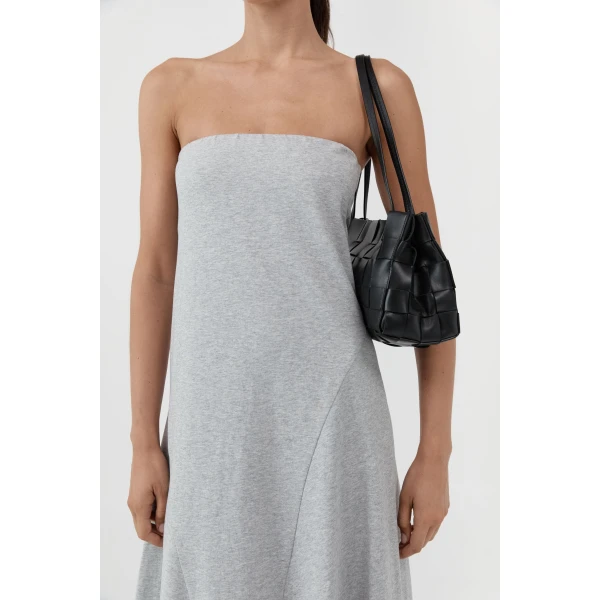 St. Agni Slim Woven Tote in Black, view 4