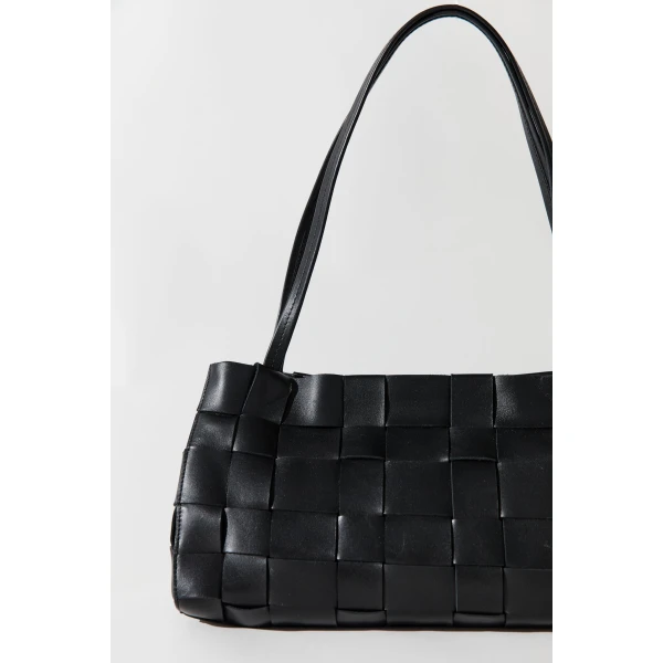 St. Agni Slim Woven Tote in Black, view 5