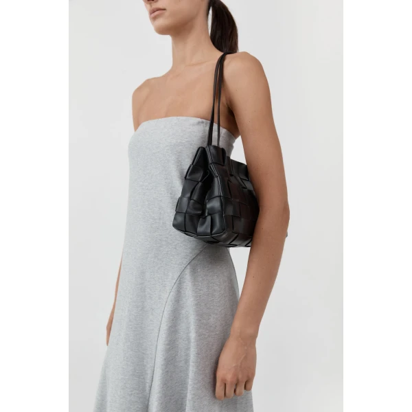 St. Agni Slim Woven Tote in Black, view 6