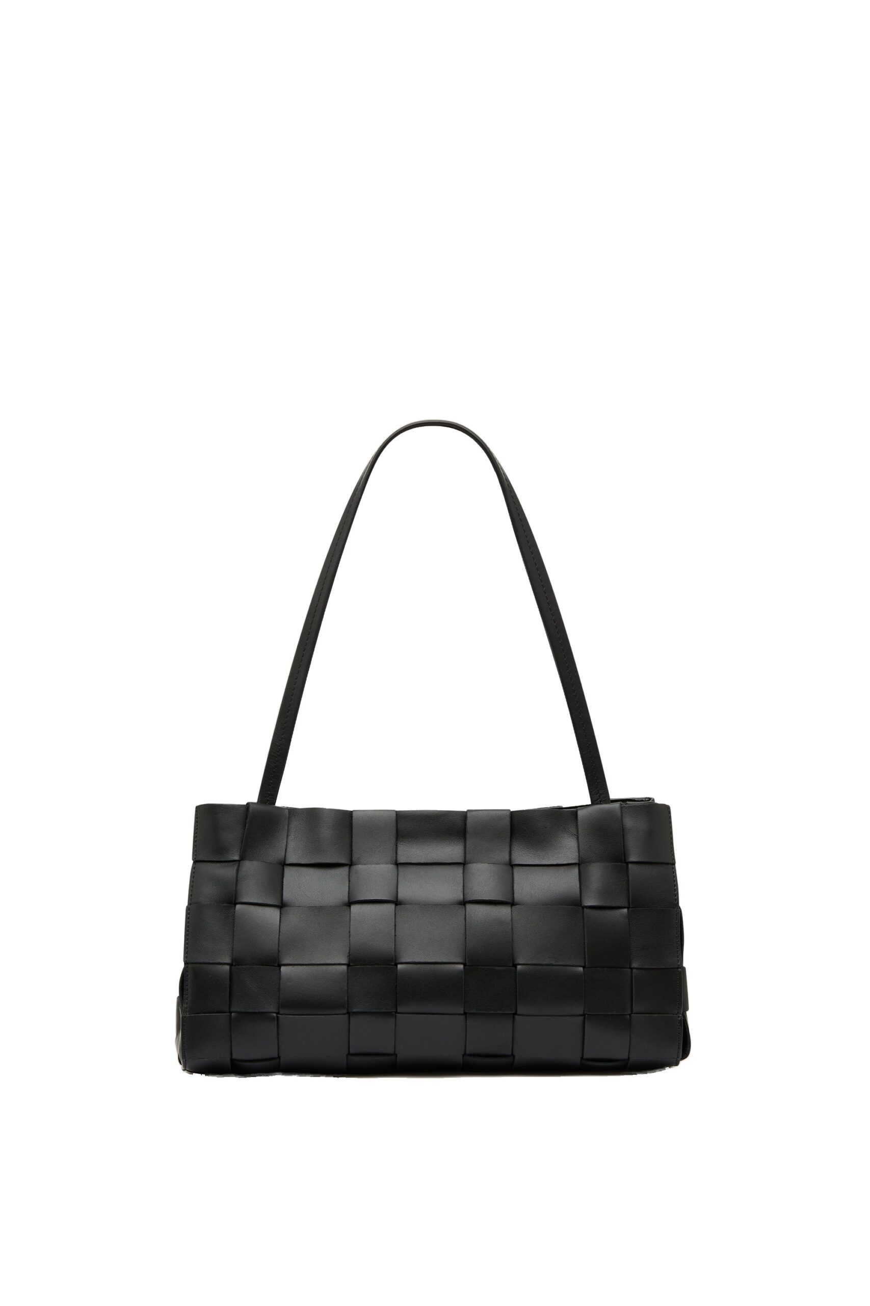 St. Agni Slim Woven Tote in Black | Tote Bags | Coveti St. Agni Slim Woven Tote in Black