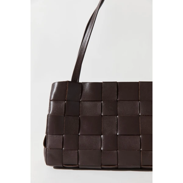 St. Agni Slim Woven Tote in Chocolate, view 5
