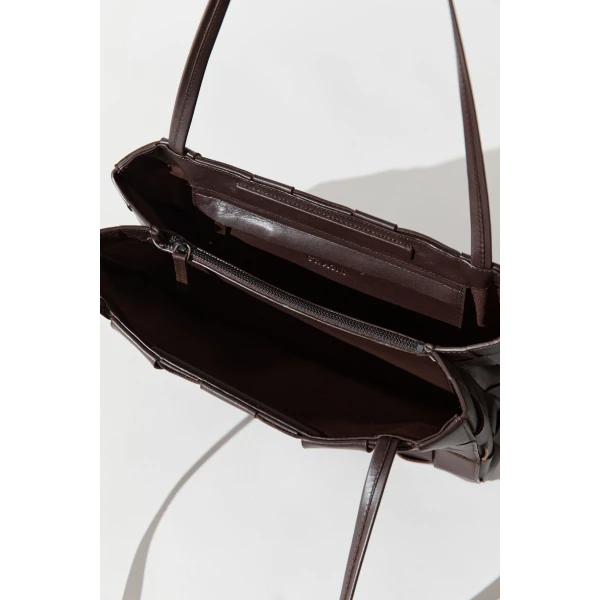 St. Agni Slim Woven Tote in Chocolate, view 6