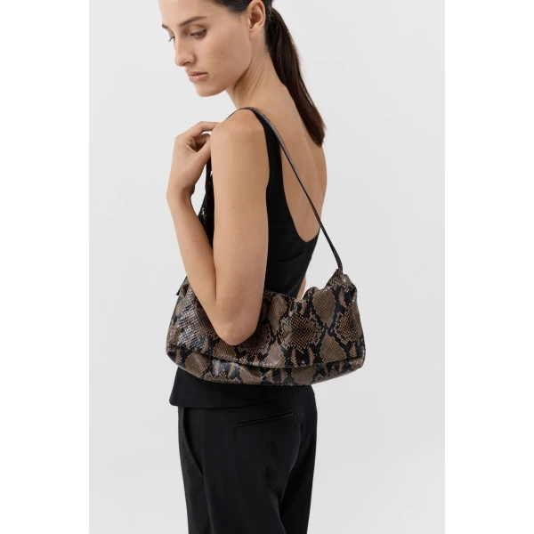 St. Agni Soft Detachable Belt Bag in Python Embossed, view 3