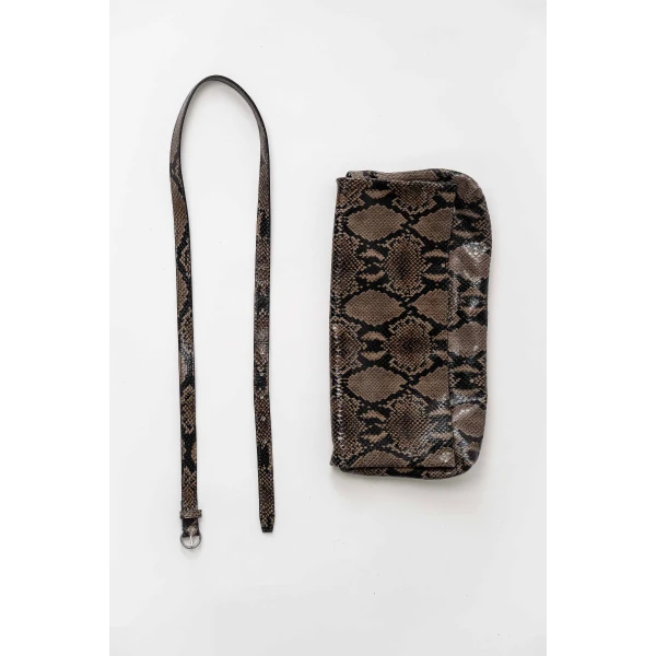 St. Agni Soft Detachable Belt Bag in Python Embossed, view 4