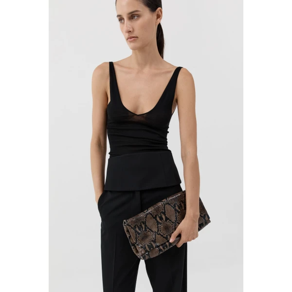 St. Agni Soft Detachable Belt Bag in Python Embossed, view 5