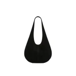St. Agni Soft Oval Shoulder Bag in Black Suede