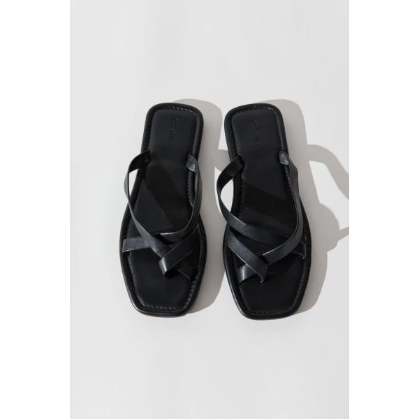St. Agni Soft Strap Slide in Black, view 3