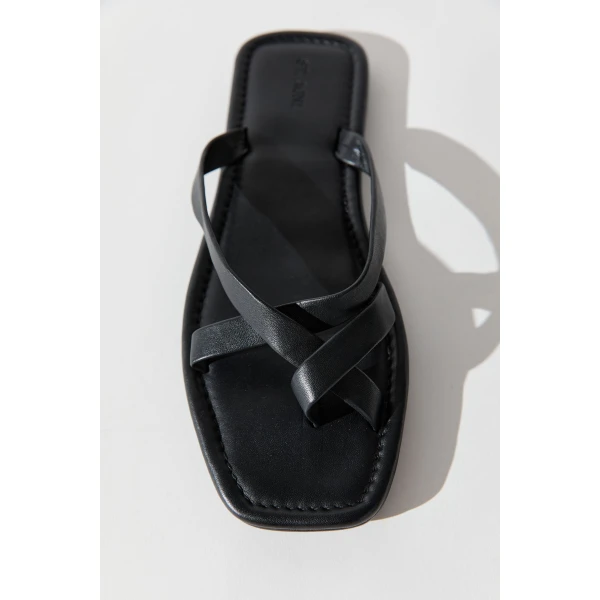 St. Agni Soft Strap Slide in Black, view 5