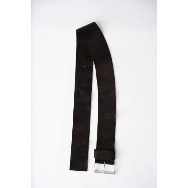 St. Agni Soft Wide Belt in Coffee Suede, view 3