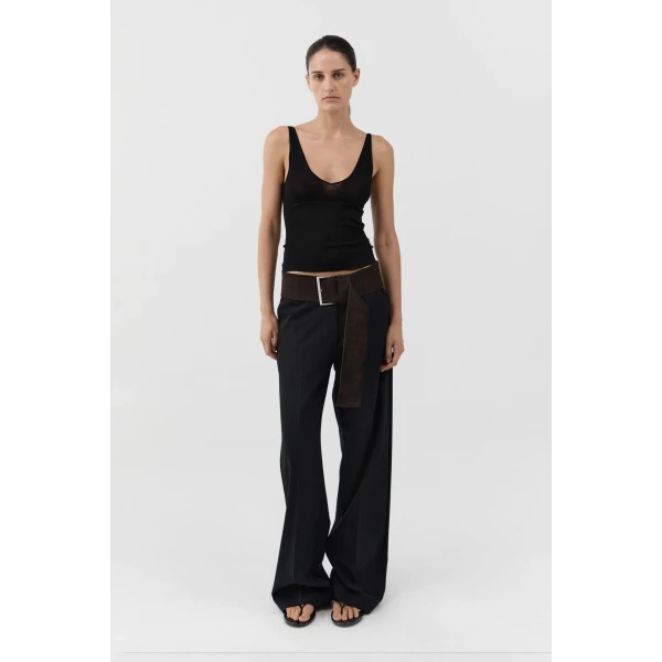 St. Agni Soft Wide Belt in Coffee Suede, view 4