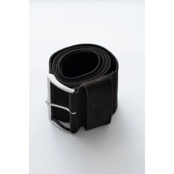 St. Agni Soft Wide Belt in Coffee Suede, view 6