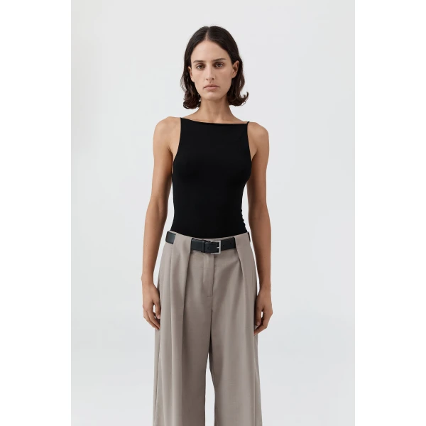 St. Agni Square Neck Top in Black, view 2