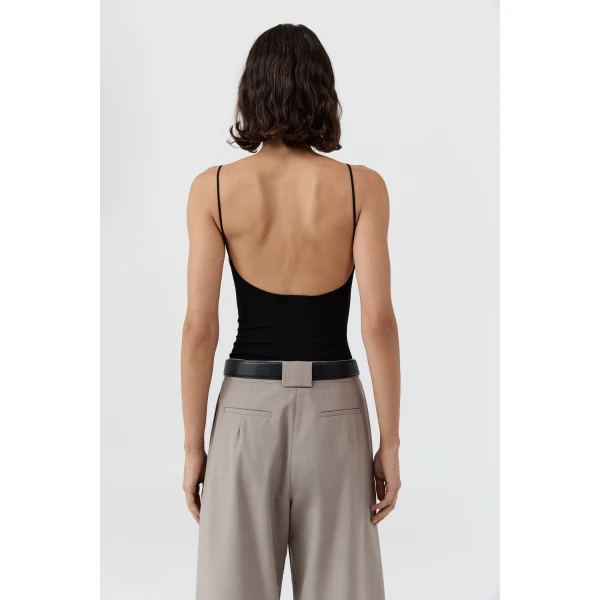 St. Agni Square Neck Top in Black, view 5