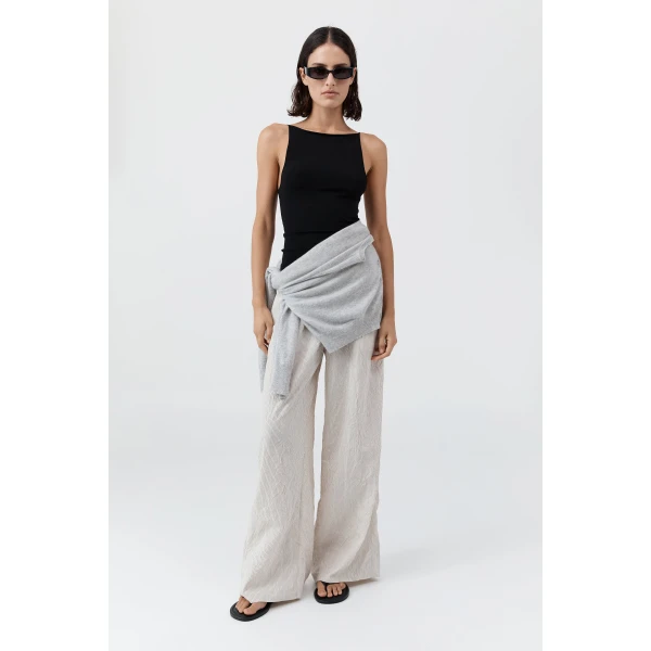 St. Agni Square Neck Top in Black, view 6