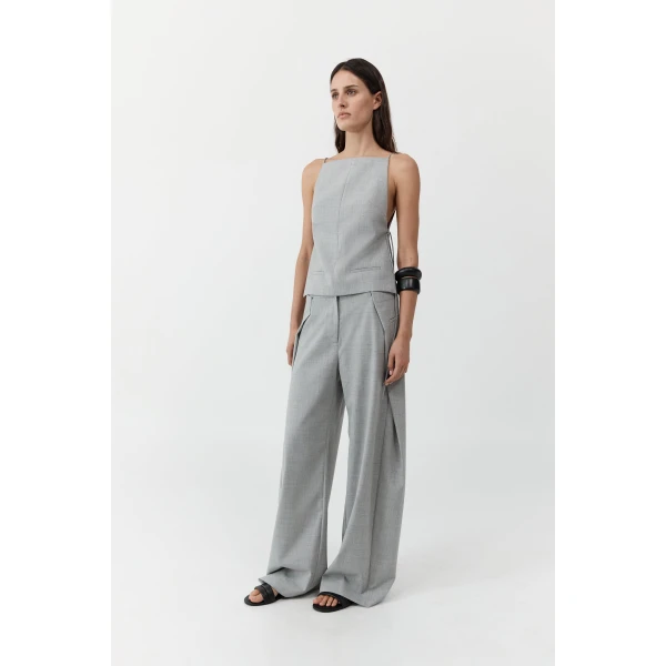 St. Agni Square Side Tie Top in Concrete, view 3