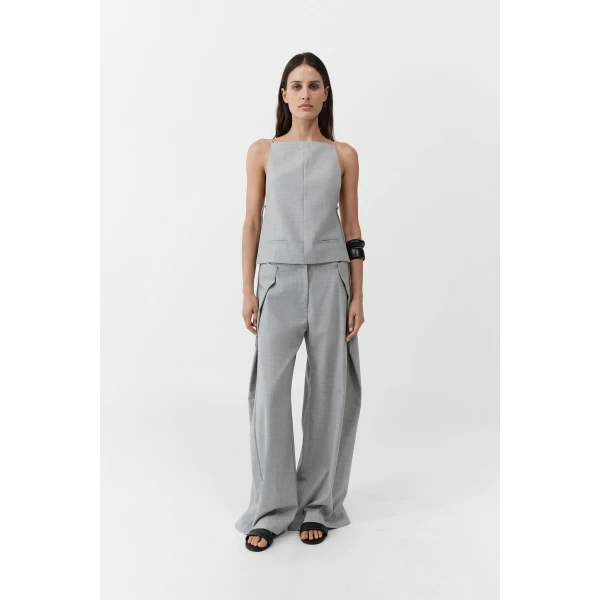St. Agni Square Side Tie Top in Concrete, view 4