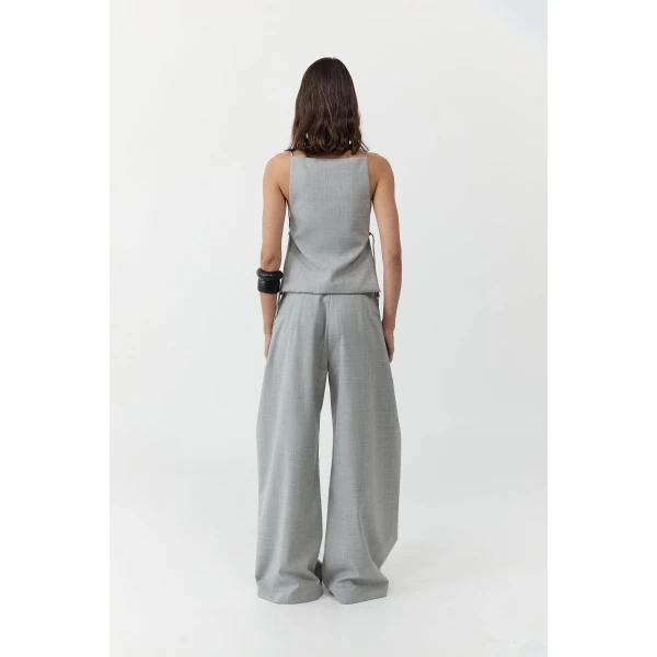 St. Agni Square Side Tie Top in Concrete, view 5