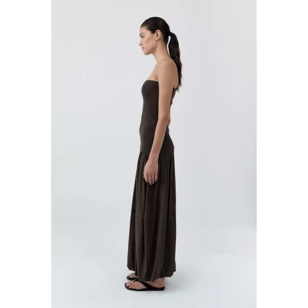 St. Agni Strapless Balloon Hem Dress in Cedar, view 4