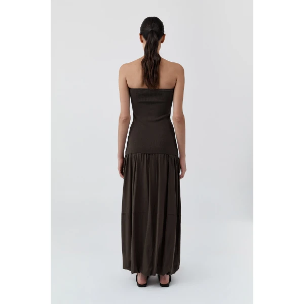 St. Agni Strapless Balloon Hem Dress in Cedar, view 5