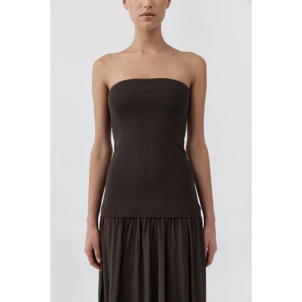 St. Agni Strapless Balloon Hem Dress in Cedar, view 6