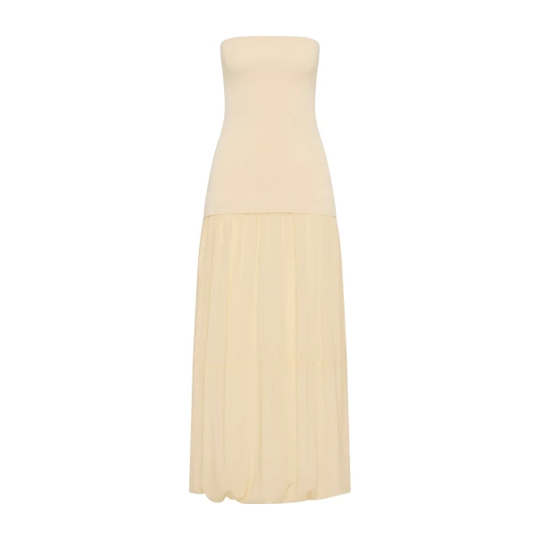 Strapless Balloon Hem Dress in Porcelain
