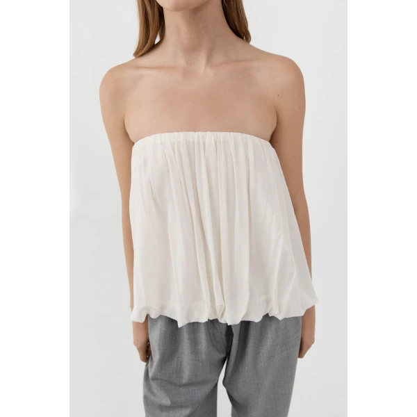 St. Agni Strapless Balloon Top in Talco, view 3