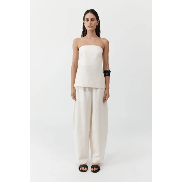 St. Agni Strapless Rouleau Tie Top in Ivory, view 3