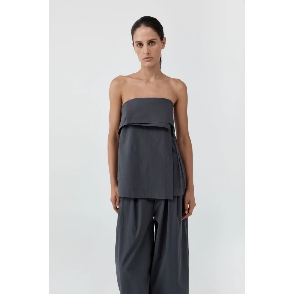 St. Agni Strapless Wrap Top in Iron Glaze, view 2