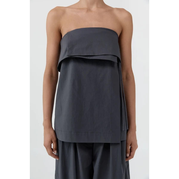 St. Agni Strapless Wrap Top in Iron Glaze, view 6